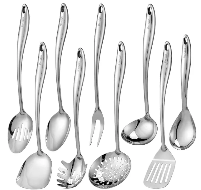 18/10 Stainless Steel Kitchen Utensils Set - 9 PCS Shining Cooking Tools - Image 2