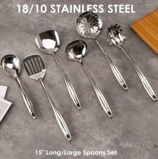 18/10 Stainless Steel Kitchen Utensils Set - 9 PCS Shining Cooking Tools - Image 4