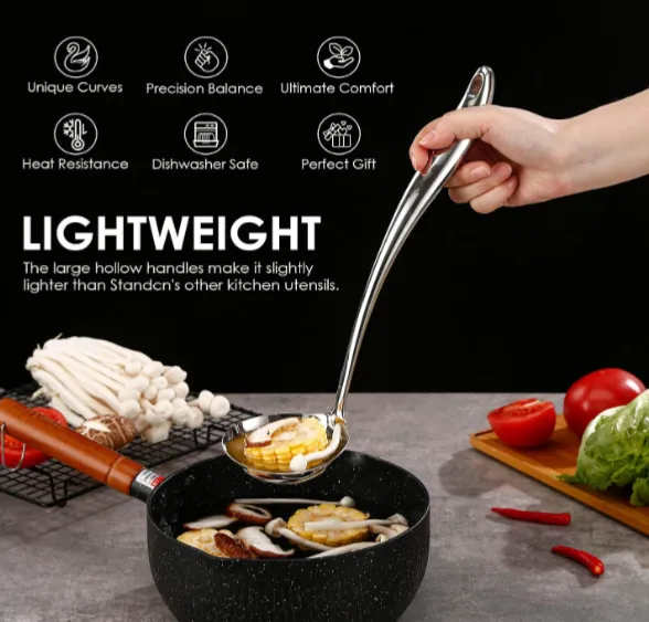 18/10 Stainless Steel Kitchen Utensils Set - 9 PCS Shining Cooking Tools - Image 5