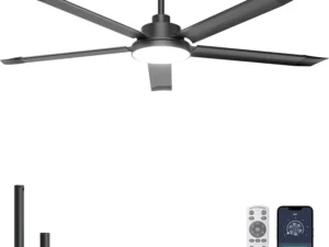 Ohniyou 60'' Industrial Ceiling Fan with Light for Patio, Porch, Black