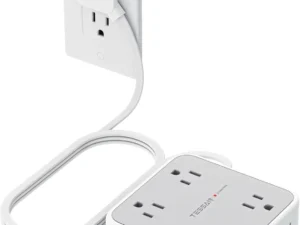 TESSAN Surge Protector Power Strip with 900J Surge Protection, 5 Ft, Grey | 8 AC with 3 USB Ports (1 USB C 20W PD), Flat Plug Extension Cord