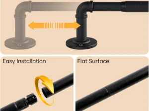 Pack Industrial Curtain Rods, 35 to 75 Inches, 5/8 Inch Diameter, Black