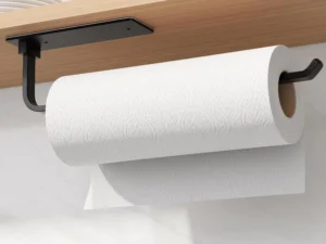 Paper Towel Holder Under Cabinet, Self-Adhesive or Drilling, Matte Black