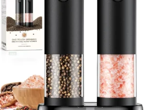 Electric Salt and Pepper Grinder Set Automatic Battery Pepper Mill Shakers Adjustable Coarseness Upgraded Larger Capacity with Led Home and Kitchen