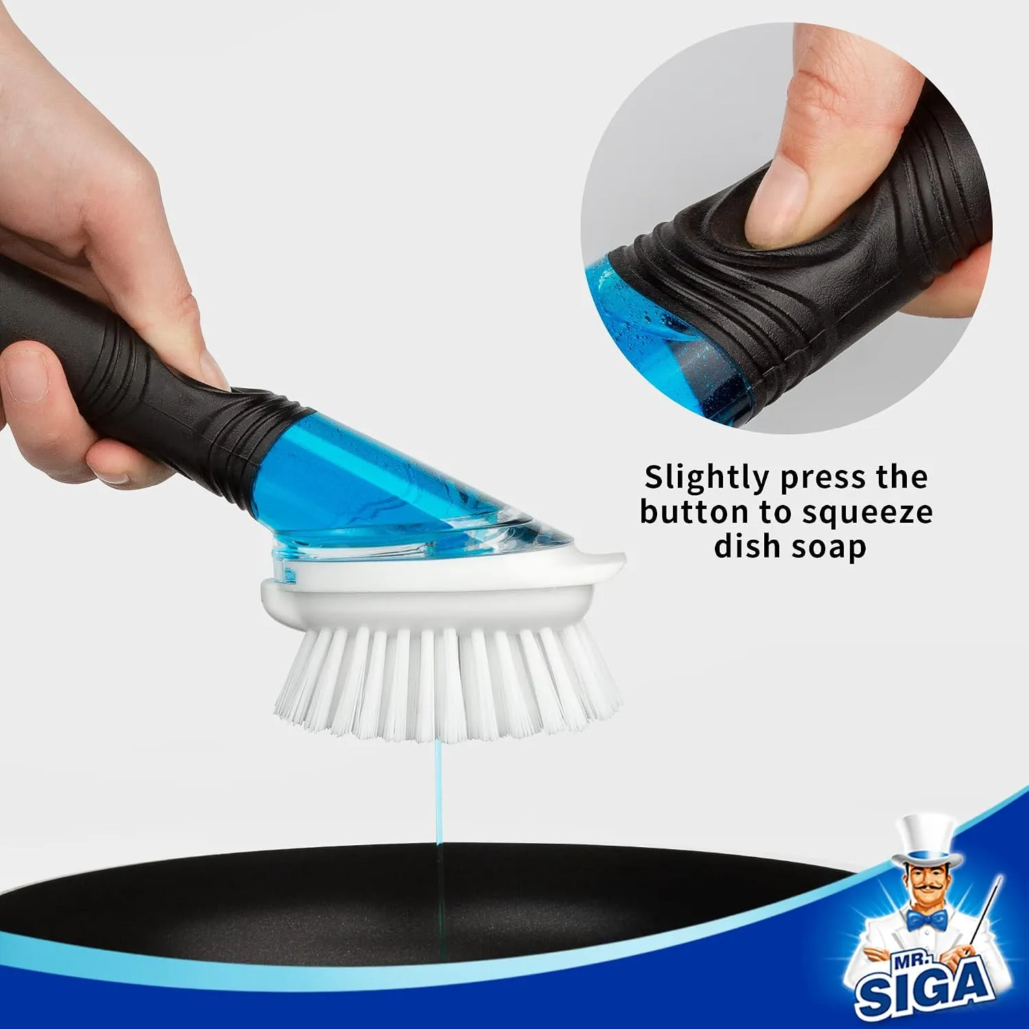 MR.SIGA Soap Dispensing Dish Brush Storage Set, Kitchen Brush with Holder - Image 2