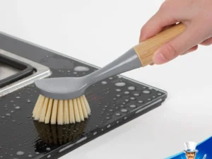 MR.SIGA Dish Brush with Bamboo Handle Built-in Scraper
