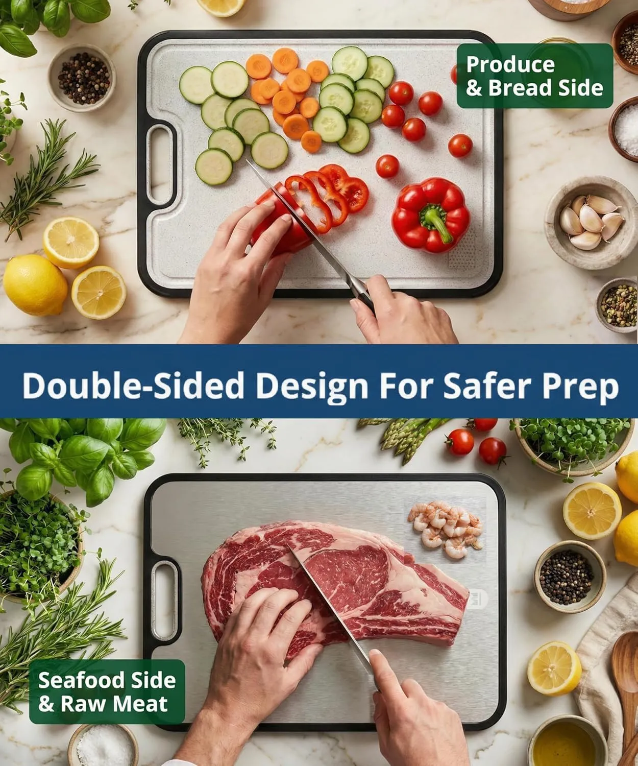 Titanium Cutting Board for Kitchen, Double Sided Chopping Board - Image 4