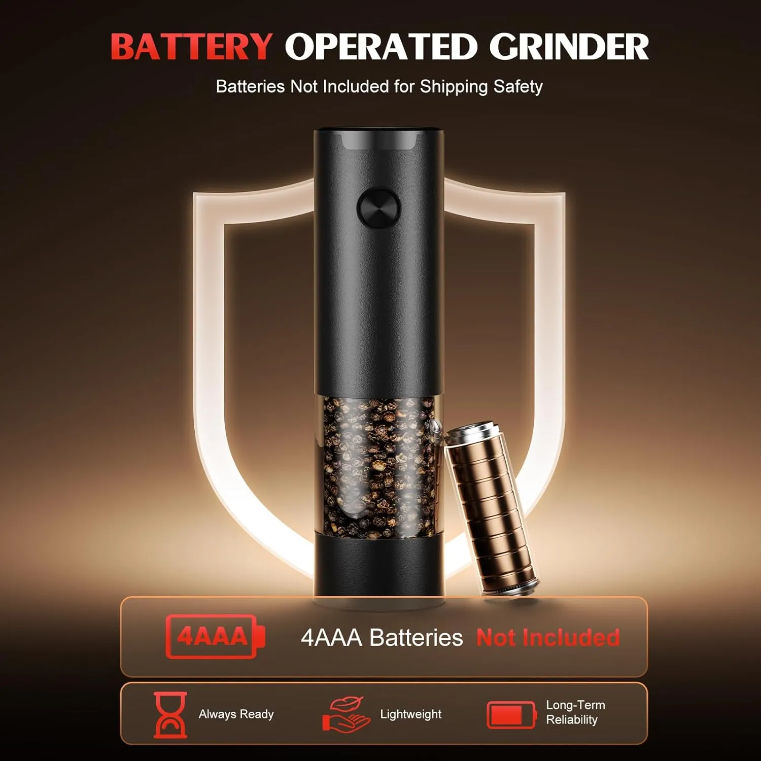 Electric Salt and Pepper Grinder Set Automatic Battery Pepper Mill Shakers Adjustable Coarseness Upgraded Larger Capacity with Led Home and Kitchen - Image 2