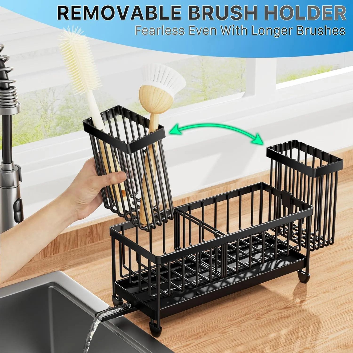 Cisily Sponge Holder for Kitchen Sink, Sink Organizer with Brush Holder - Image 2
