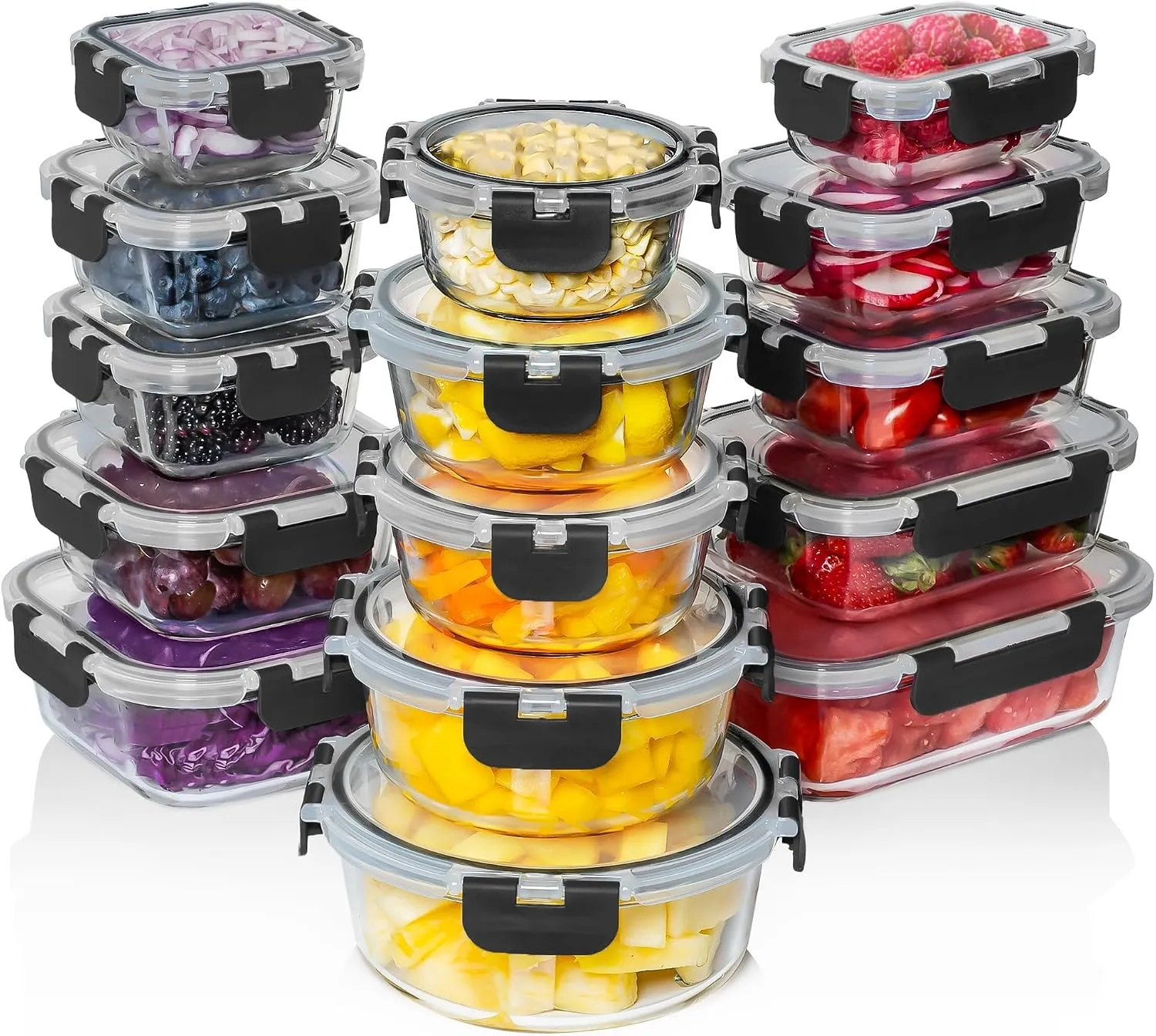 Glass Food Storage Containers with Lids - Reusable Glass Meal Prep Containers