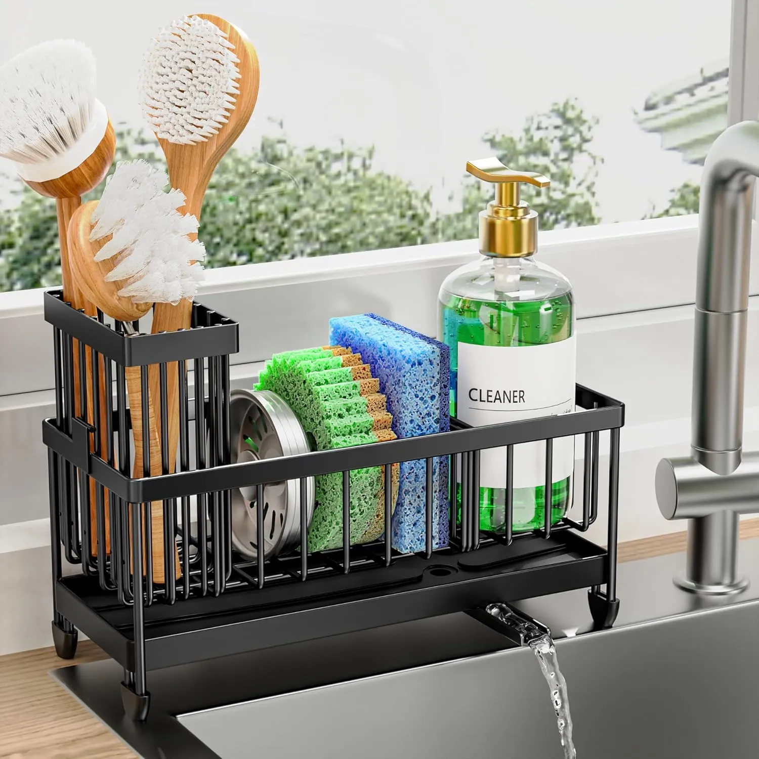 Cisily Sponge Holder for Kitchen Sink, Sink Organizer with Brush Holder - Image 4