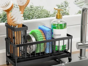 Cisily Sponge Holder for Kitchen Sink, Sink Organizer with Brush Holder