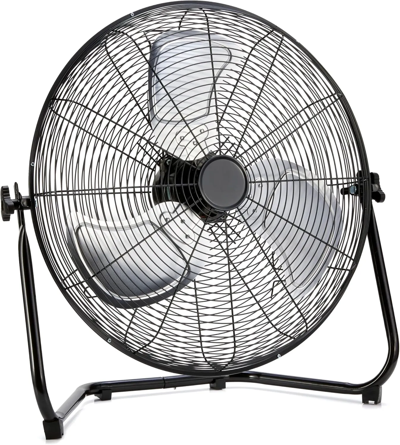 Amazon Basics 20" High Velocity Industrial Cooling Floor Fan with 3 Speeds, Tilt Head, ETL-Listed Safety Compliance, Metal Housing and Blades, for Commercial